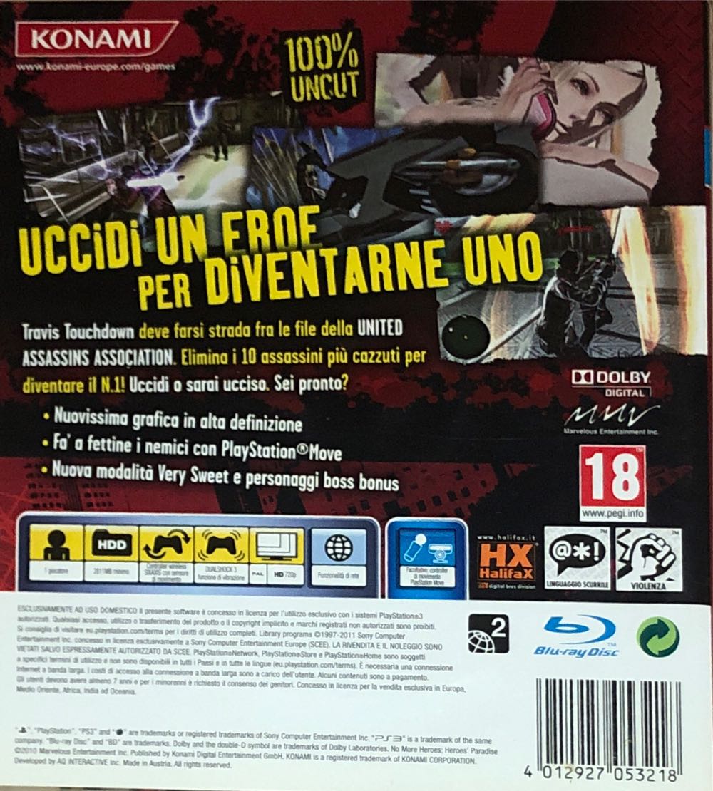 No More Heroes Heroes’ Paradise - Sony PlayStation 3 (PS3) (Konani - 1) video game collectible [Barcode 4012927053218] - Main Image 2