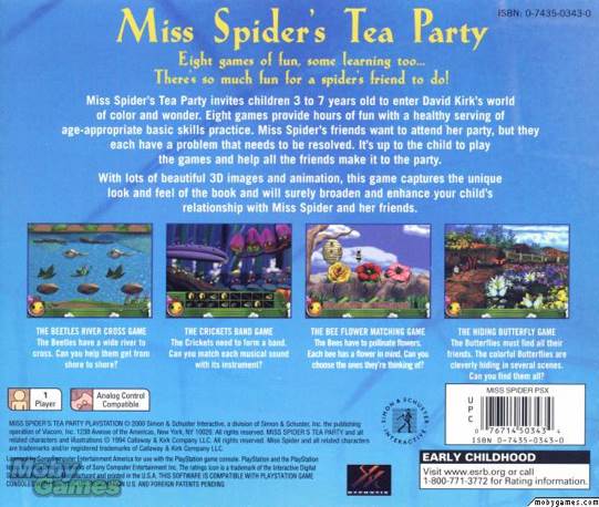 Miss Spiders Tea Party - Sony PlayStation (Simon & Schuster Interactive - 1) video game collectible [Barcode 076714503434] - Main Image 2