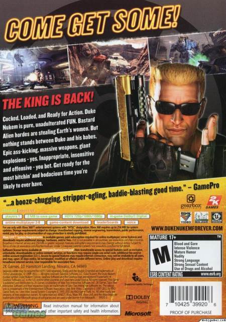 Duke Nukem: Forever - Microsoft Xbox 360 (2K Games - 1) video game collectible [Barcode 710425490040] - Main Image 2
