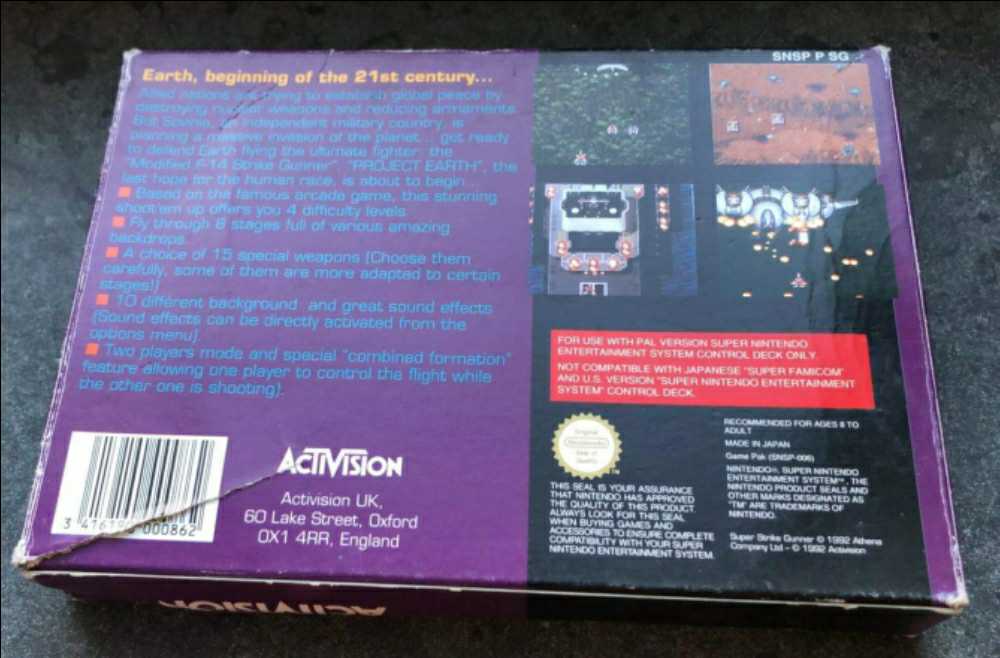 Super Strike Gunner - Nintendo Super Nintendo Entertainment System (SNES) (Activision - 1-2) video game collectible [Barcode 3416190000862] - Main Image 2