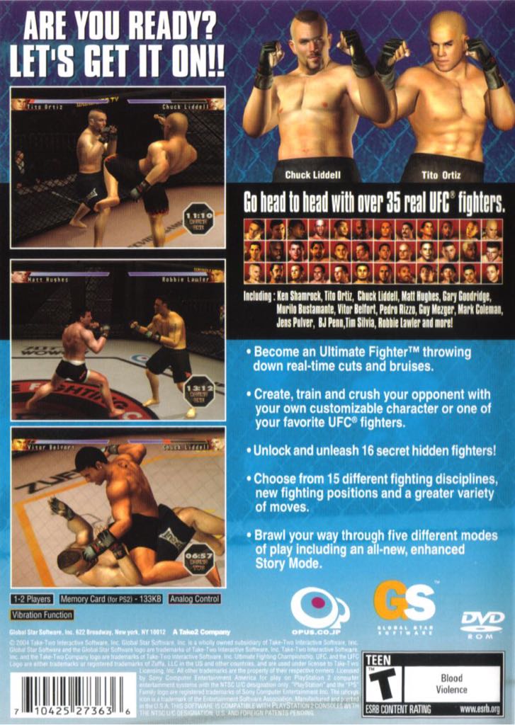 UFC Sudden Impact - Sony PlayStation 2 (PS2) (Global Star - 1-2) video game collectible [Barcode 710425273636] - Main Image 2