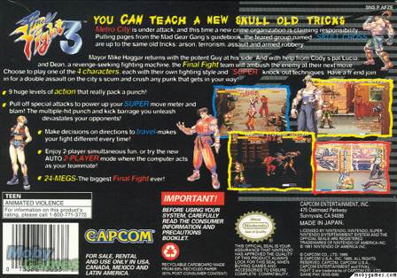Final Fight 3 - Nintendo Super Nintendo Entertainment System (SNES) (Capcom - 1-2) video game collectible [Barcode 013388130337] - Main Image 2