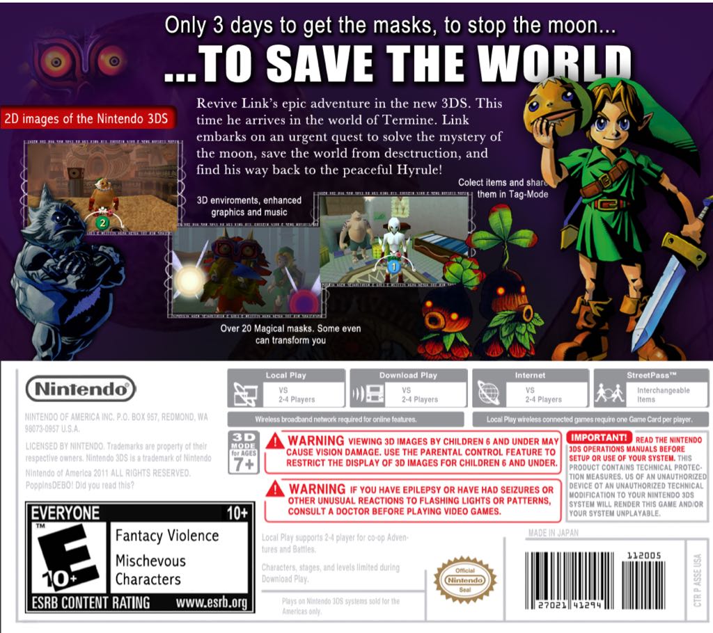 Legend Of Zelda Majora’s Mask - Nintendo 3DS (Nintendo - 1) video game collectible - Main Image 2