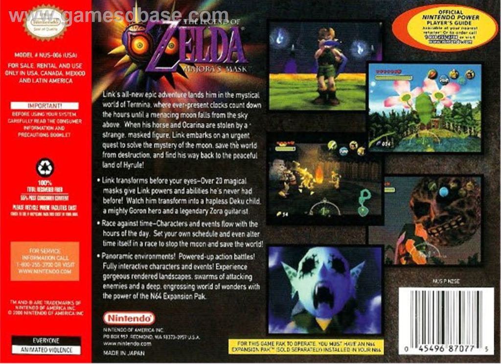 Legend Of Zelda Majora’s Mask - Nintendo Wii Virtual Console (Nintendo) video game collectible - Main Image 2