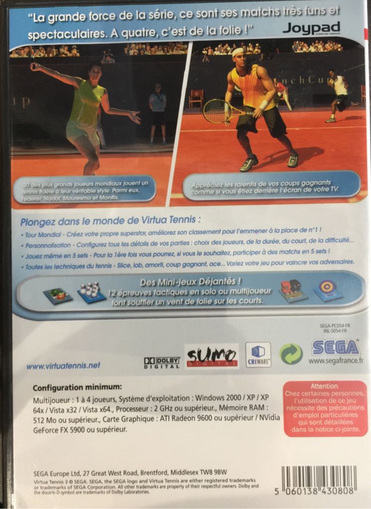Virtual Tennis 3 - PC video game collectible - Main Image 2