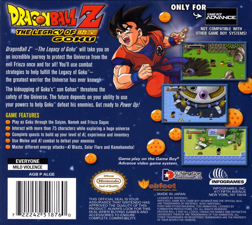 Dragon Ball Z The Legacy Of Goku - Nintendo Game Boy Advance (GBA) video game collectible - Main Image 2