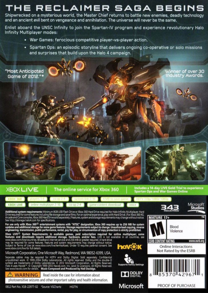 Halo 4 - Microsoft Xbox 360 (Microsoft - 1-16) video game collectible [Barcode 885370430592] - Main Image 2