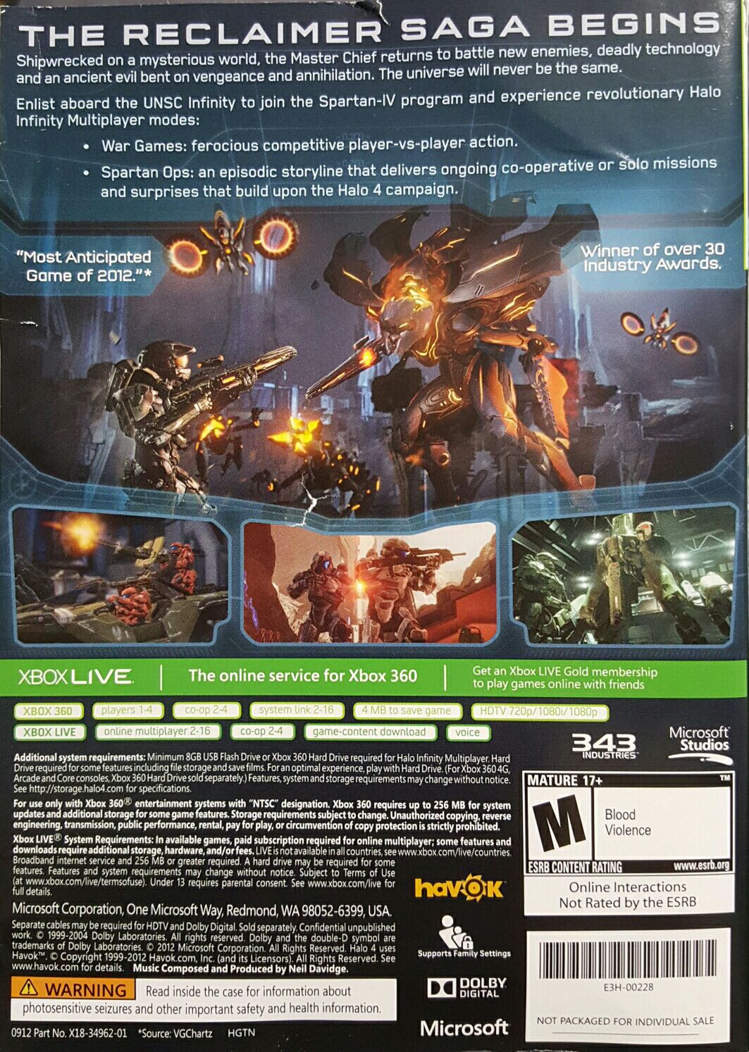 Halo 4 (Not For Individual Sale) - Microsoft Xbox 360 (Microsoft Studios - 1-4) video game collectible - Main Image 2