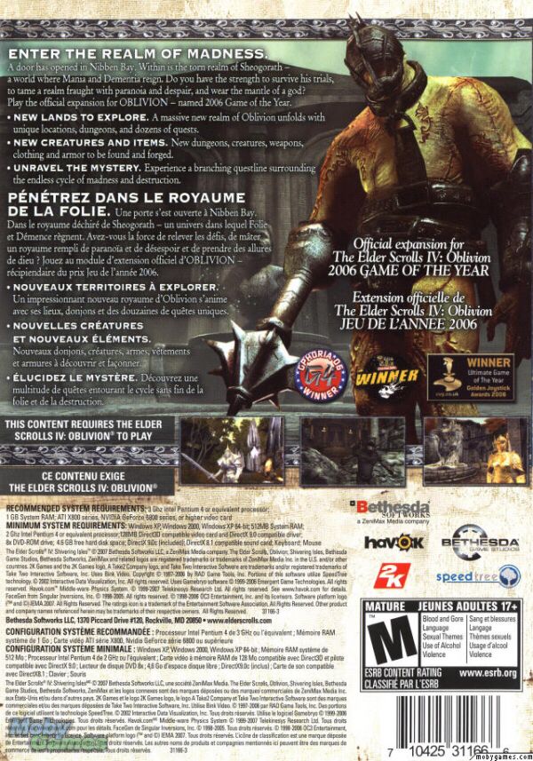 Elder Scrolls IV - Shivering Isles, The Pc - PC (2K Games/Bethesda Softworks LLC) video game collectible [Barcode 710425311390] - Main Image 2