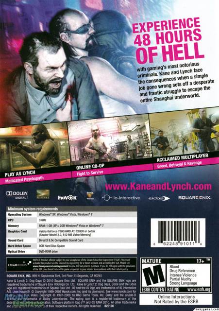 Kane And Lynch 2: Dog Days - Sony PlayStation 3 (PS3) (Square Enix/Eidos - 2) video game collectible [Barcode 5021290042094] - Main Image 2