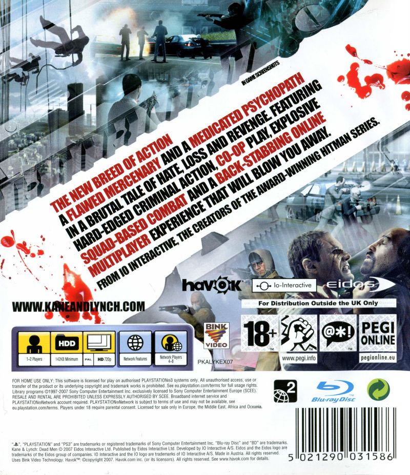 Kane & Lynch: Dead Men - Sony PlayStation 3 (PS3) (Eidos Interactive - 1) video game collectible [Barcode 5021290031586] - Main Image 2