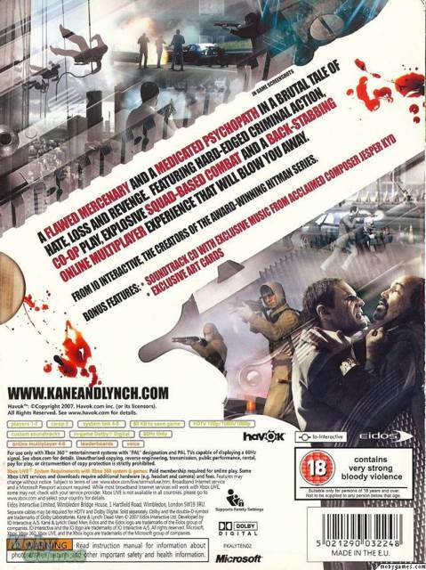 Kane and Lynch: Dead Men - Microsoft Xbox 360 (Eidos Interactive - 2) video game collectible [Barcode 5021290032248] - Main Image 2