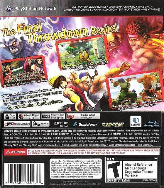 Street Fighter IV: Arcade Edition - Sony PlayStation 3 (PS3) (Capcom - 1-2) video game collectible [Barcode 013388340576] - Main Image 2