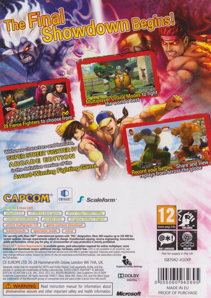 Super Street Fighter IV: Arcade Edition - Microsoft Xbox 360 (Capcom) video game collectible [Barcode 5055060962688] - Main Image 2
