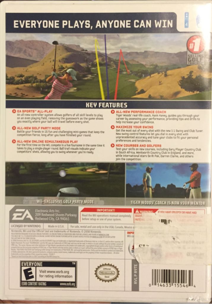 Tiger Woods PGA Tour 09 All-Play - Nintendo Wii (Electronic Art - 4) video game collectible [Barcode 014633155464] - Main Image 2
