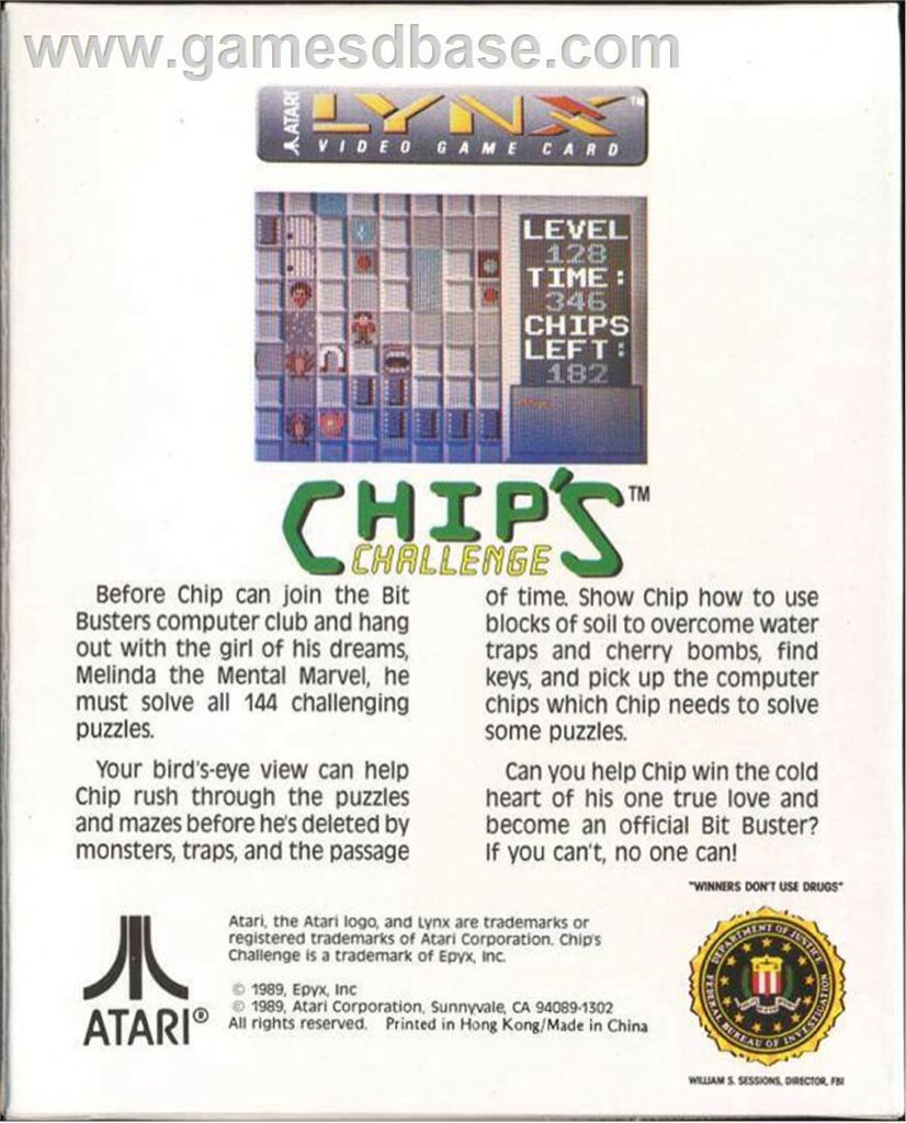 Chip’s Challenge - Atari Lynx (Atari) video game collectible - Main Image 2