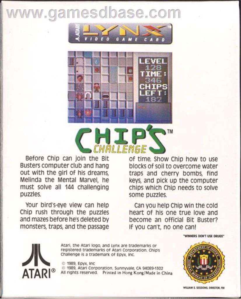 Chip’s Challenge - Atari Lynx video game collectible - Main Image 2