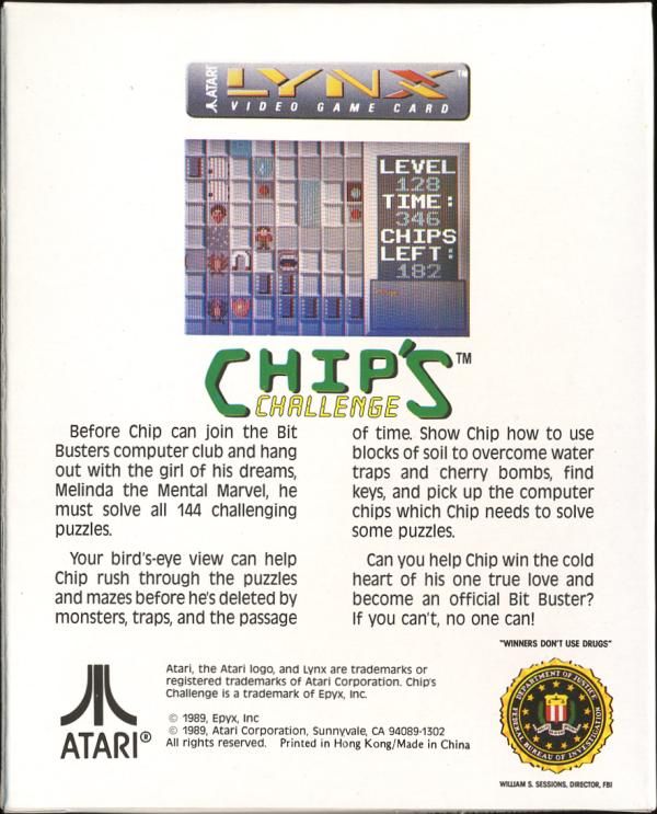 Chip’s Challenge - Atari Lynx video game collectible - Main Image 2