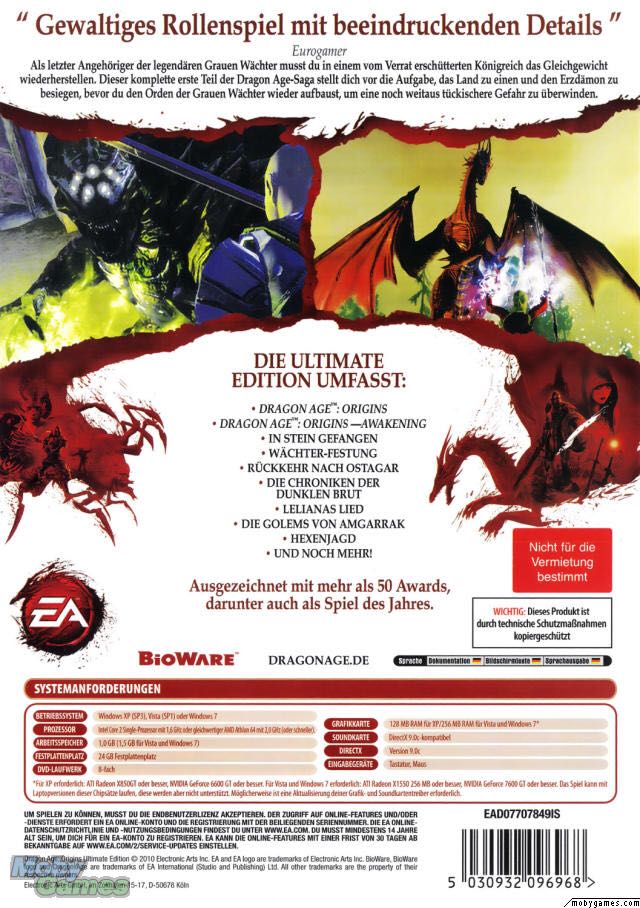 Dragon Age: Origins (Ultimate Edition) - Sony PlayStation 3 (PS3) (Electronic Arts - 1) video game collectible [Barcode 014633733532] - Main Image 2