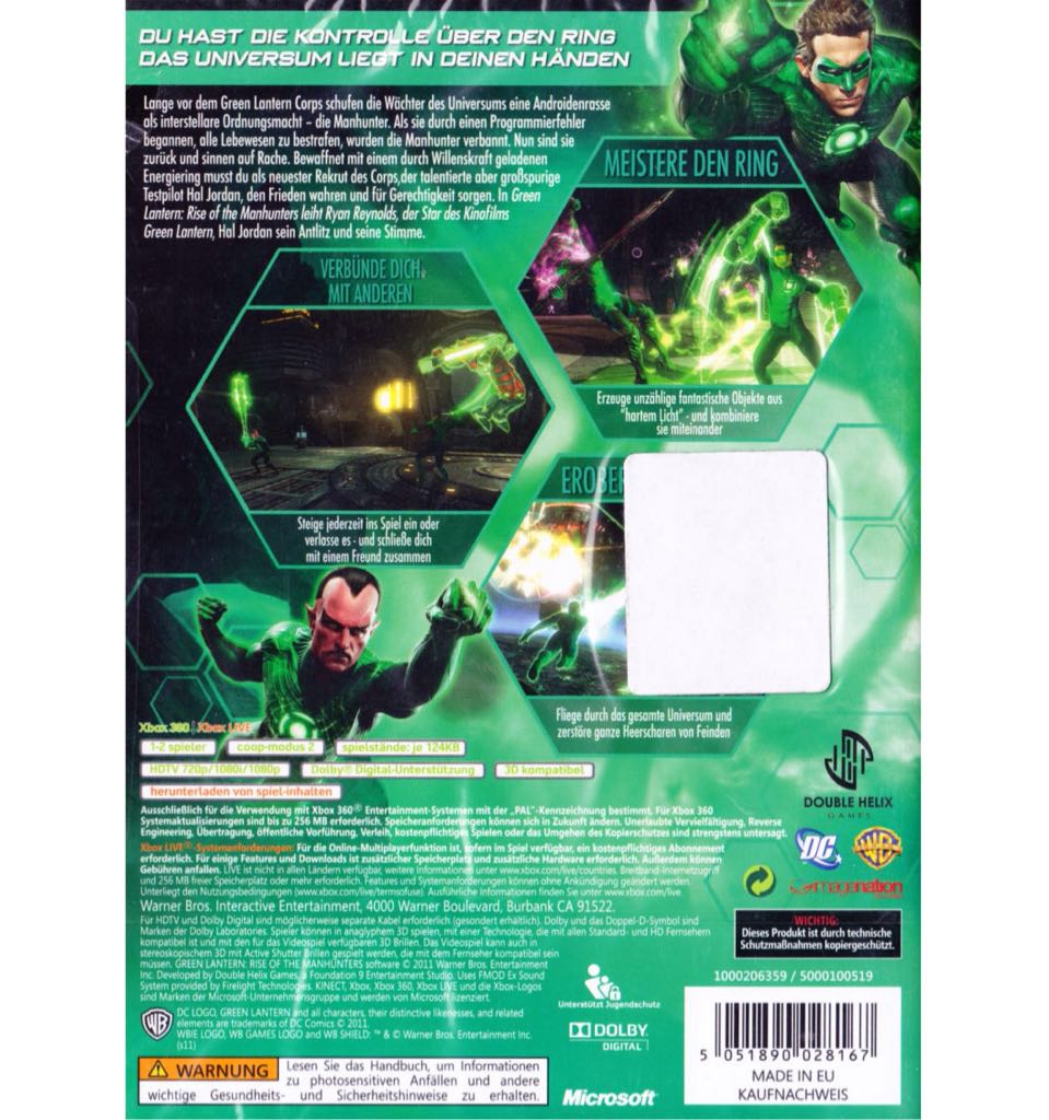 Green Lantern: Rise Of The Manhunters - Microsoft Xbox 360 (WB Games) video game collectible [Barcode 883929200986] - Main Image 2