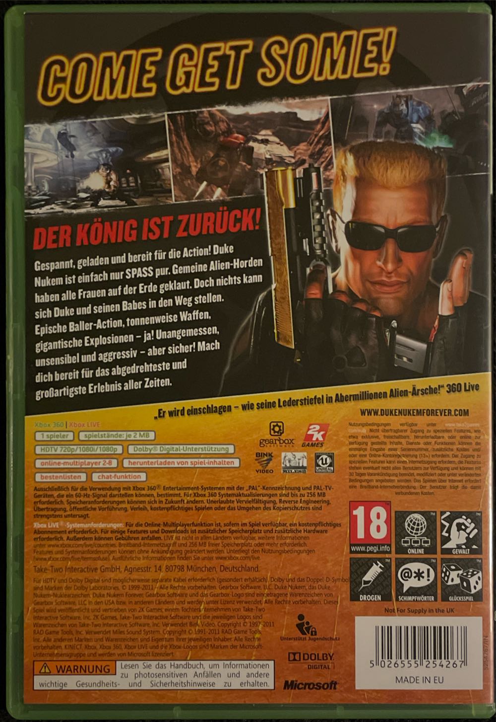 Duke Nukem: Forever - Microsoft Xbox 360 (2K Games - 1) video game collectible [Barcode 5026555254267] - Main Image 2