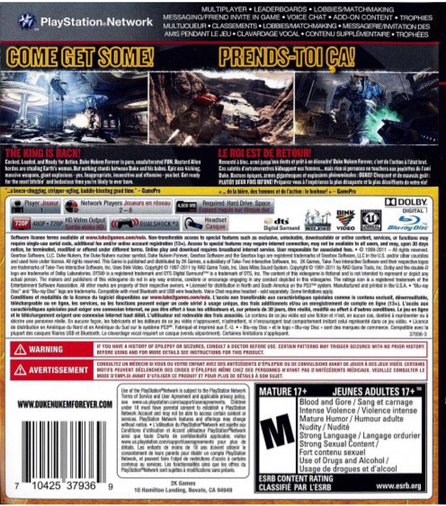 Duke Nukem: Forever - Sony PlayStation 3 (PS3) (2K Boston/2K - 1) video game collectible [Barcode 5026555405881] - Main Image 2