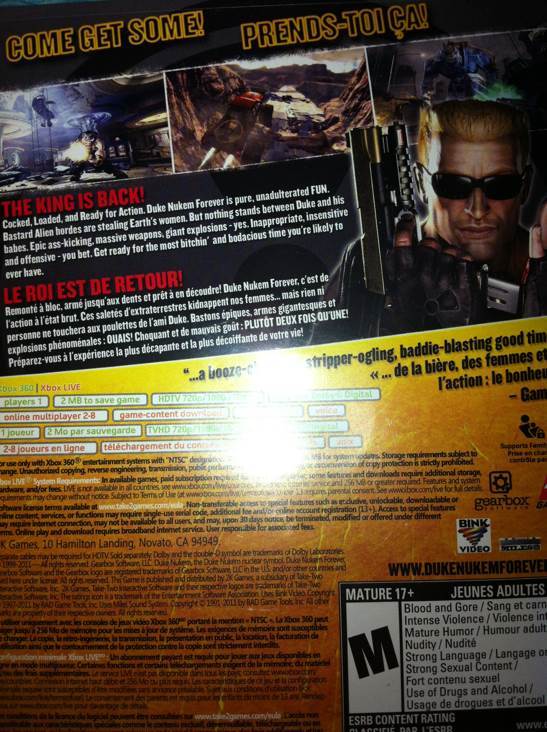 Duke Nukem Forever - Microsoft Xbox 360 video game collectible - Main Image 2