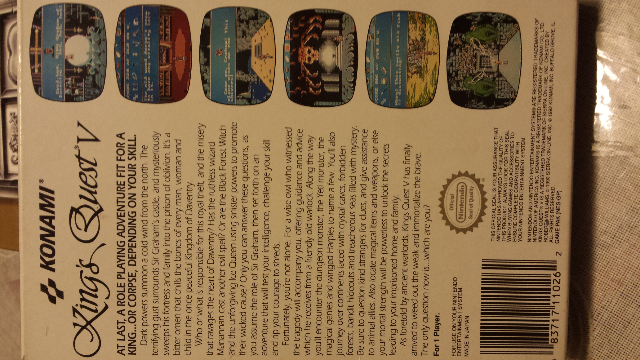 Kings Quest V - Nintendo Entertainment System (NES) (Konami - 1) video game collectible [Barcode 083711110862] - Main Image 2