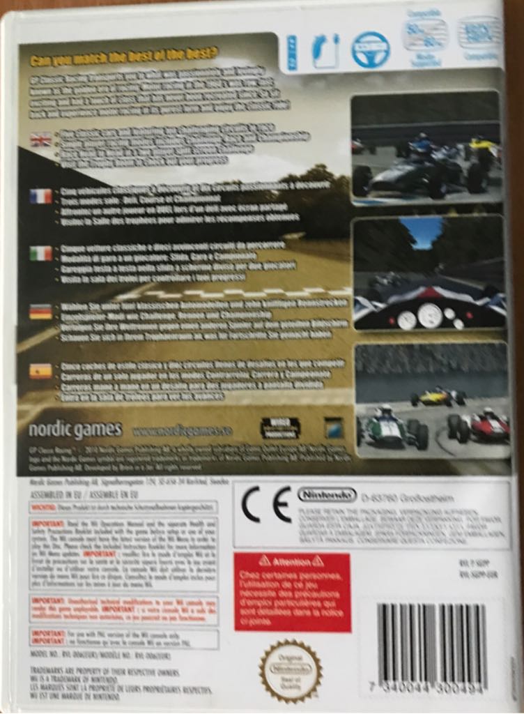 GP Classic Racing - Nintendo Wii (Nordic Games) video game collectible [Barcode 7340044300494] - Main Image 2