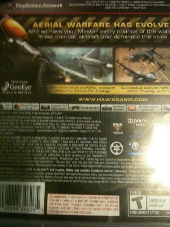 Tom Clancy’s H.A.W.X. 2 - Sony PlayStation 3 (PS3) (Ubisoft - 1) video game collectible [Barcode 008888346265] - Main Image 2