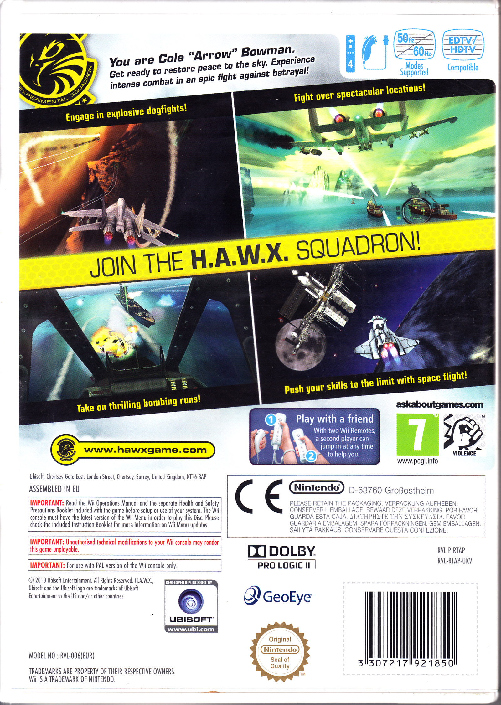 (2010) Tom Clancy’s H.A.W.X. 2 - Nintendo Wii (Ubisoft) video game collectible [Barcode 3307217921850] - Main Image 2