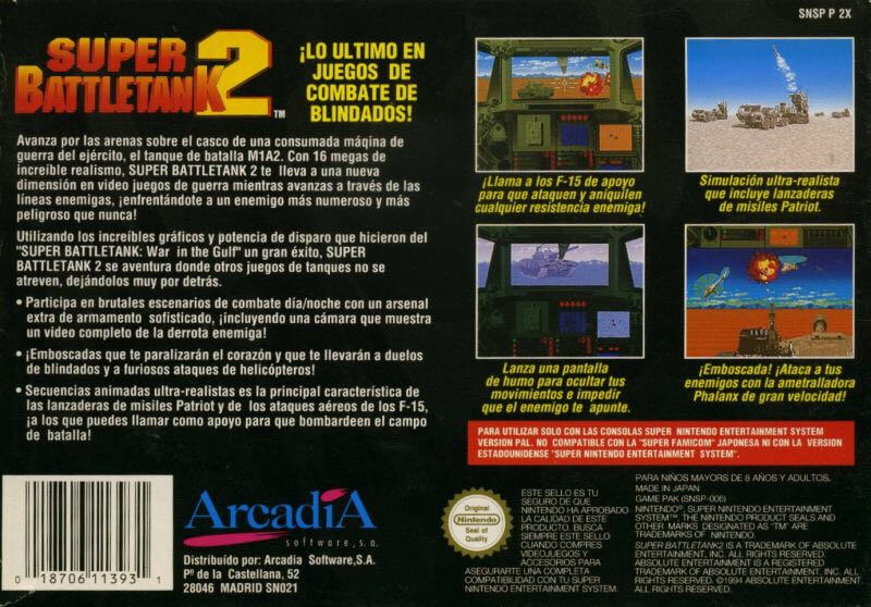 Super Battletank 2 - Nintendo Super Nintendo Entertainment System (SNES) (Absolute - 1) video game collectible [Barcode 018706113931] - Main Image 2