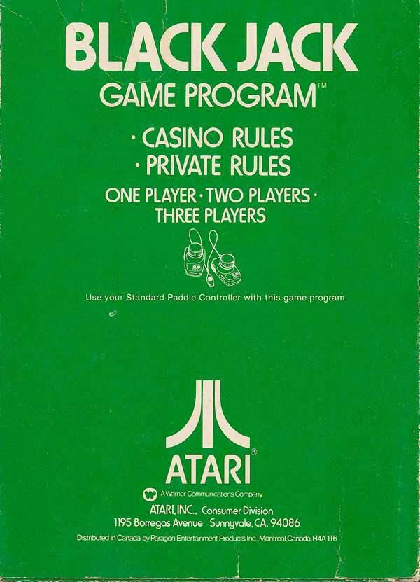Blackjack - Atari 2600 (Atari - 2) video game collectible - Main Image 2