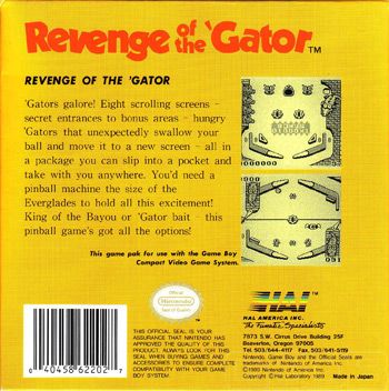 Revenge of the Gator - Nintendo Game Boy (HAL America - 2) video game collectible [Barcode 040458622027] - Main Image 2