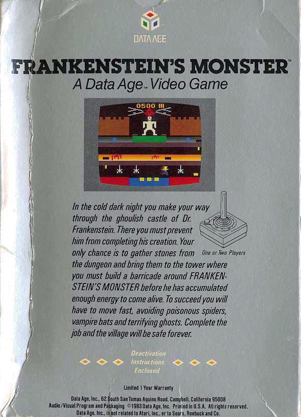 Frankenstein’s Monster - Atari 2600 (Data Age) video game collectible - Main Image 2