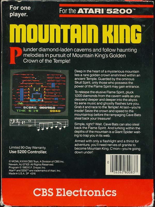 Mountain King - Atari 5200 (CBS Electronics - 1) video game collectible - Main Image 2