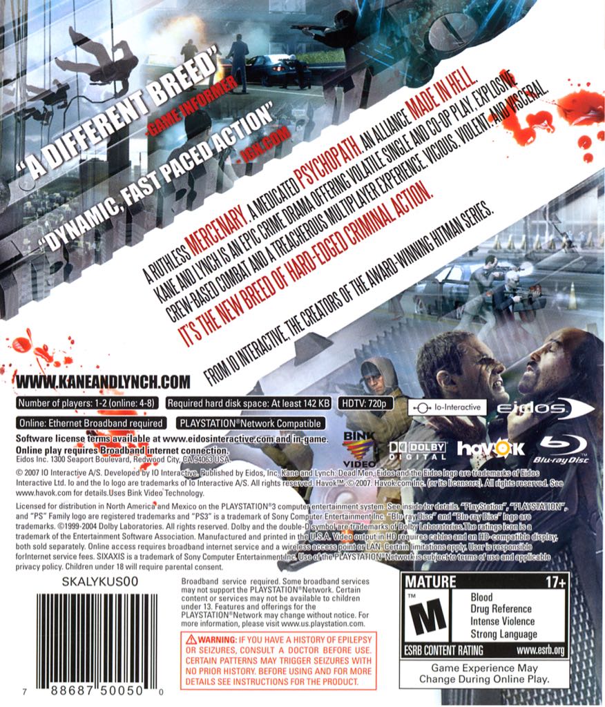 Kane and Lynch: Dead Men - Sony PlayStation 3 (PS3) (Lo Interactive - 2) video game collectible [Barcode 5021290029446] - Main Image 2