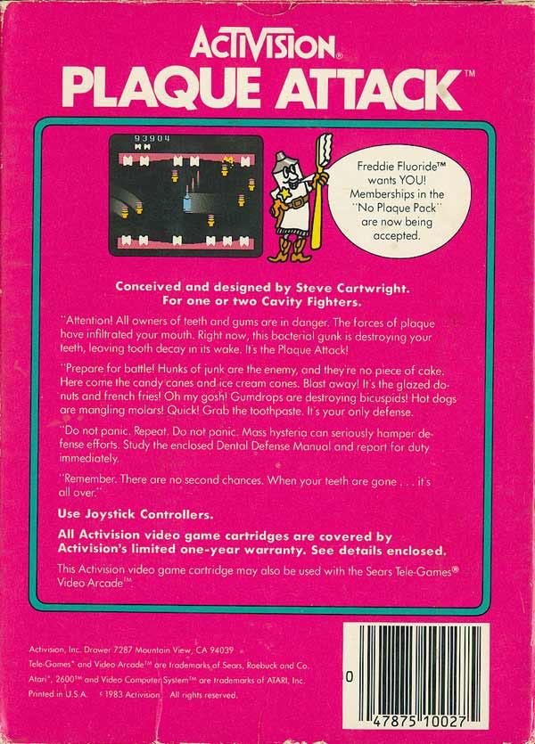 Plaque Attack - Atari 2600 video game collectible - Main Image 2