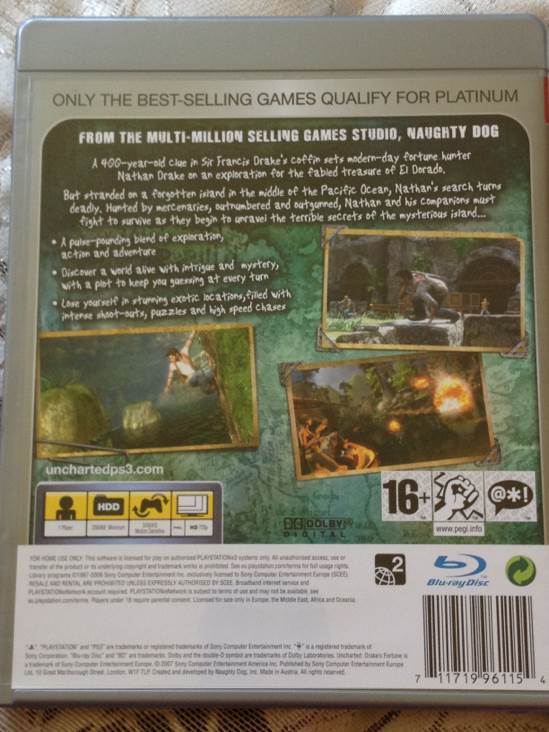 Uncharted 1: Drake’s Fortune - Sony PlayStation 3 (PS3) (Sony Computer Entertainment - 1) video game collectible [Barcode 711719961154] - Main Image 2