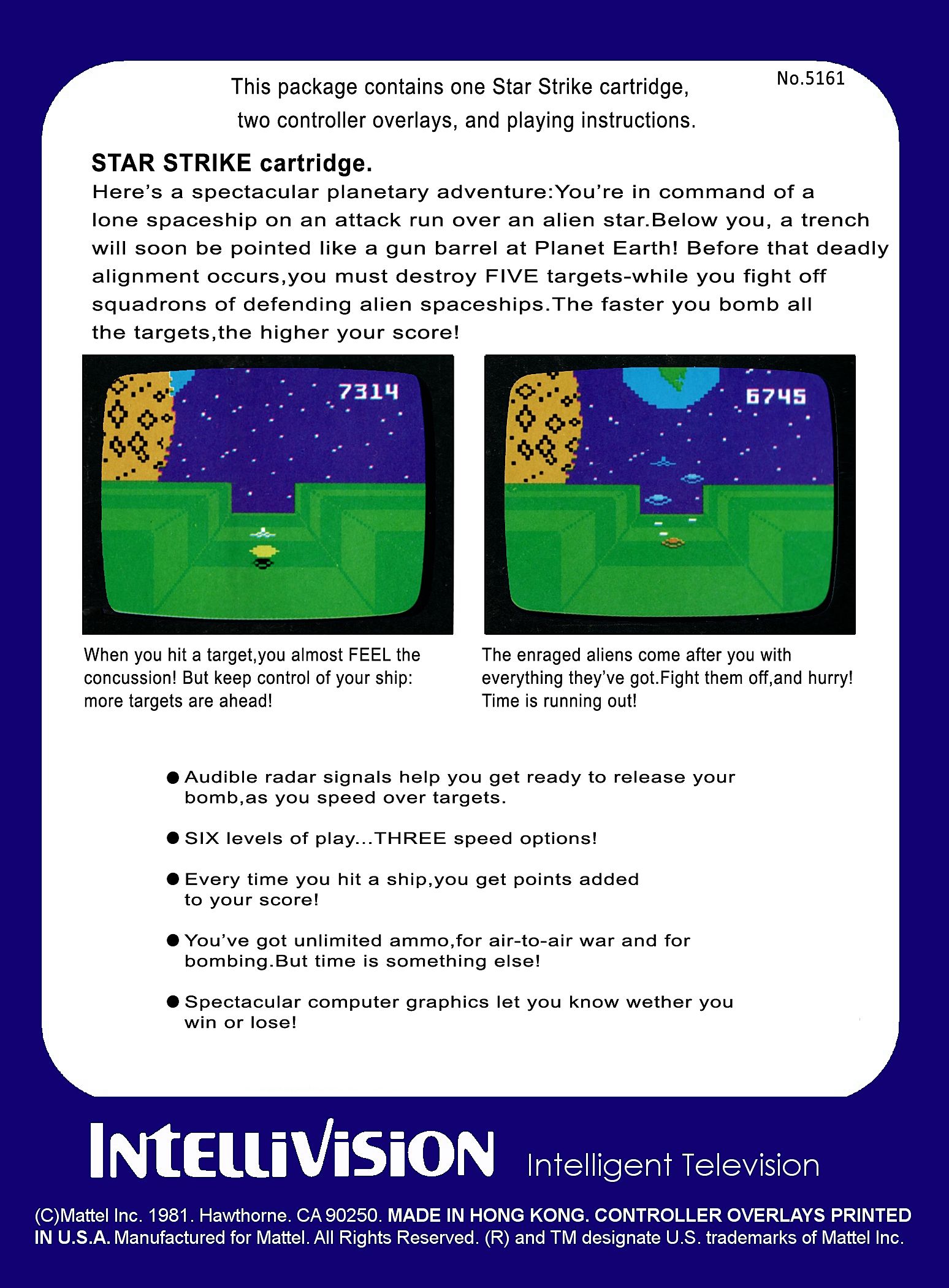 Star Strike - Intellivision (Mattel Electronics - 1) video game collectible - Main Image 2