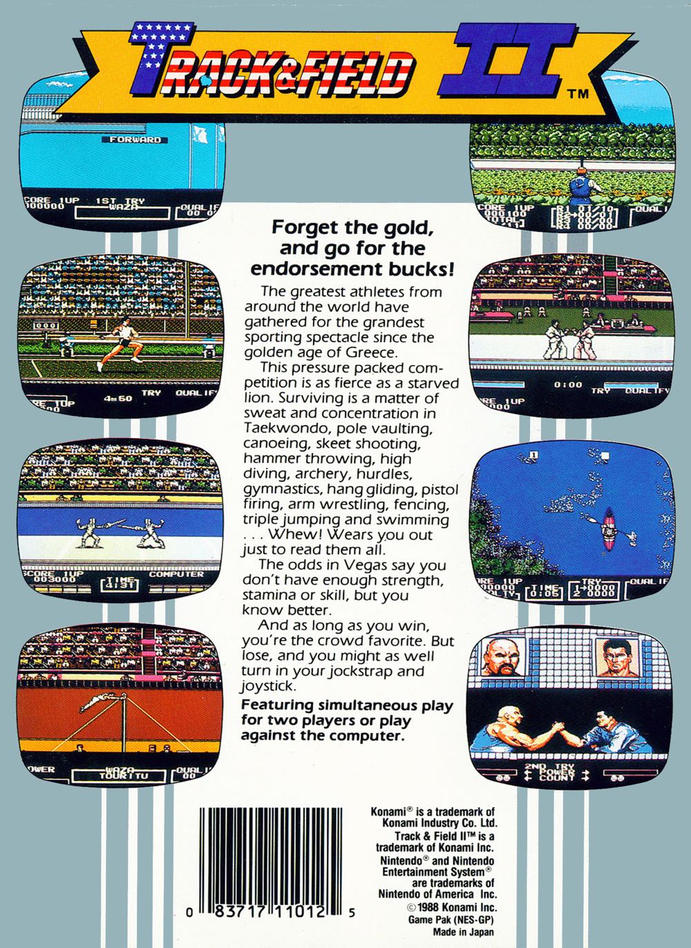 Track & Field II - Nintendo Entertainment System (NES) video game collectible - Main Image 2