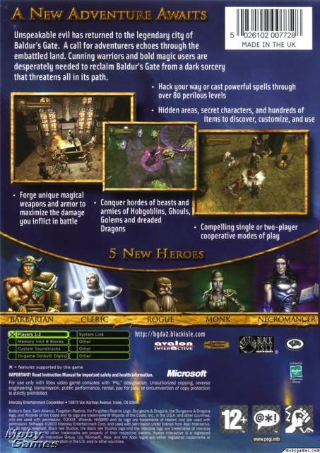 Baldur’s Gate: Dark Alliance II - Microsoft Xbox (Vivendi Games - 2 Players) video game collectible [Barcode 020626720205] - Main Image 2