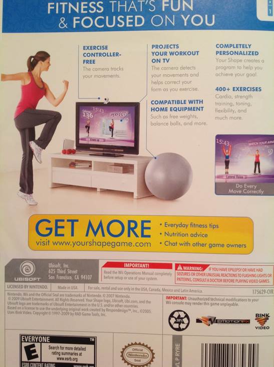 YOUR SHAPE featuring Jenny McCarthy - Nintendo Wii (Ubisoft - 1) video game collectible [Barcode 008888175629] - Main Image 2