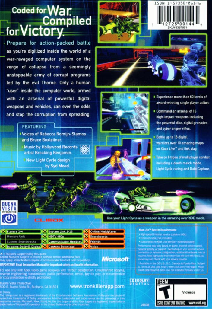 Tron 2.0: Killer App - Microsoft Xbox (Buena Vista Interactive - 1-4) video game collectible [Barcode 712725001650] - Main Image 2