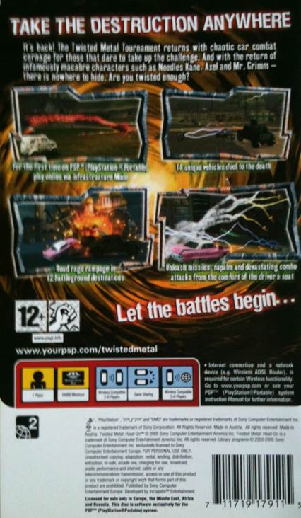 Twisted Metal: Head On - Sony PlayStation Portable (PSP) (Sony - 1) video game collectible [Barcode 711719179115] - Main Image 2