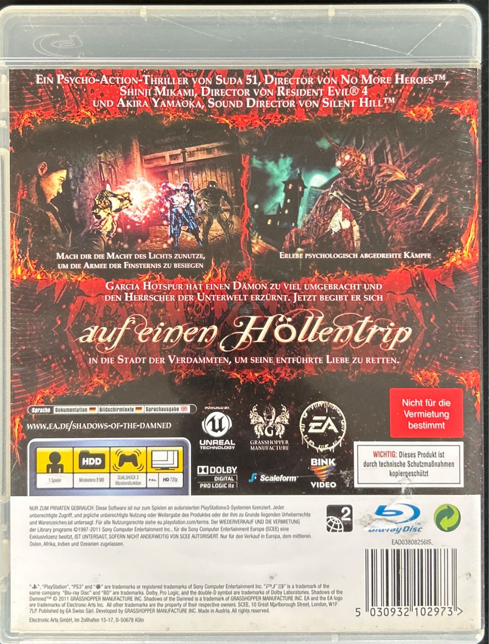 Shadows Of The Damned - Sony PlayStation 3 (PS3) (Electronic Arts/EA Games - 1) video game collectible [Barcode 5030932102973] - Main Image 2