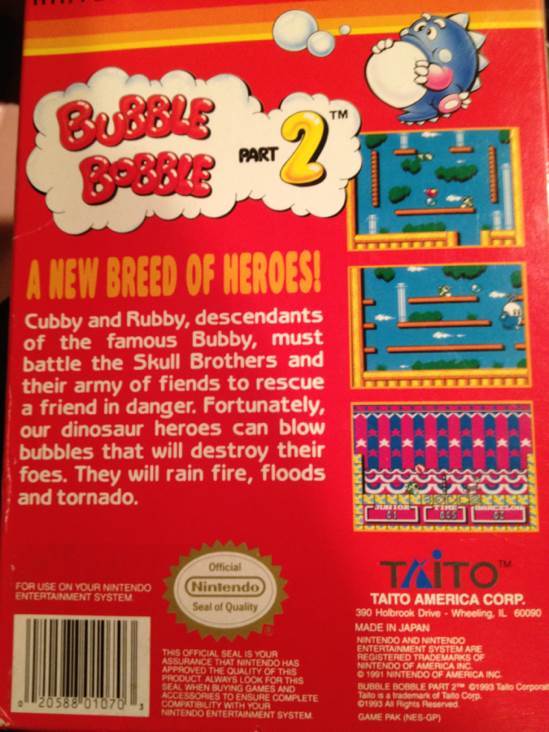 Bubble Bobble Part 2 - Nintendo Entertainment System (NES) (Taito) video game collectible - Main Image 2