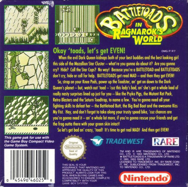 Battletoads in Ragnarok’s World - Nintendo Game Boy (Tradewest - 1) video game collectible [Barcode 031719199327] - Main Image 2