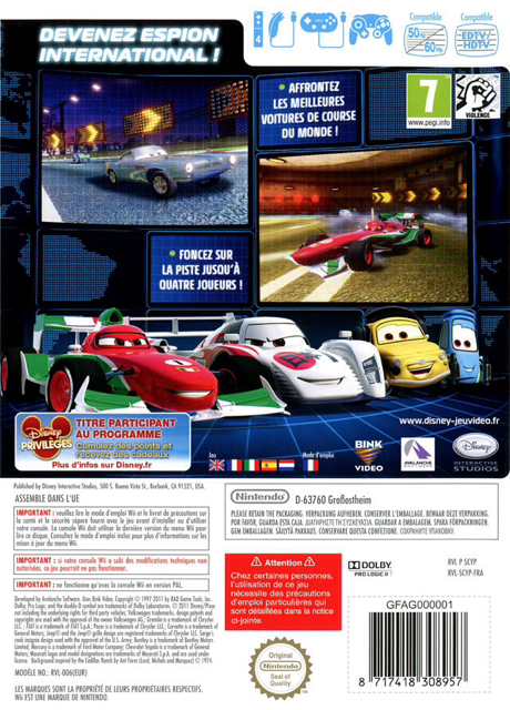 Cars 2 - Nintendo Wii (Disney Interactive Studios - 4) video game collectible [Barcode 712725021368] - Main Image 2