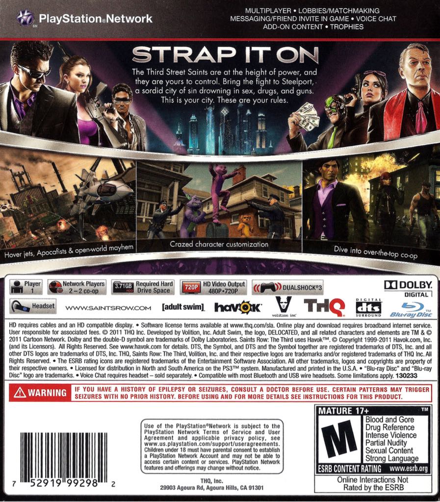 Saints Row: The Third - Sony PlayStation 3 (PS3) (THQ - 1) video game collectible [Barcode 4005209154048] - Main Image 2